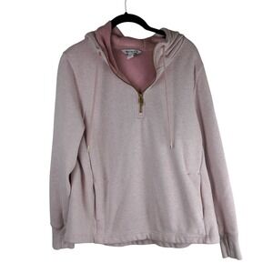 Athleta Womens Cozy Karma Pink Quarter Zip Pink‎ Fleece-Lined Hoodie Sz M